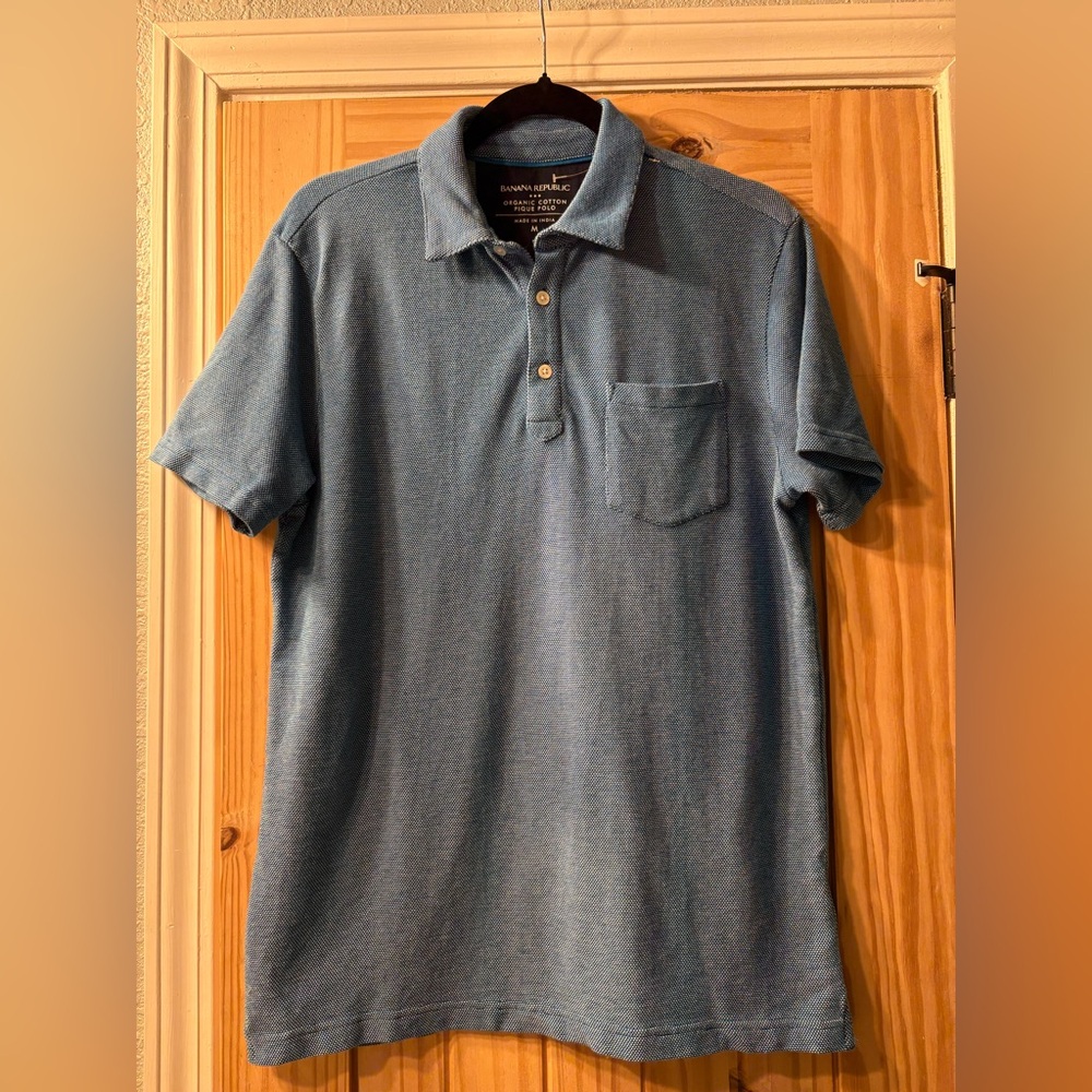 Banana Republic Men’s Polo‎ Shirt Blue Organic Cotton Size Medium